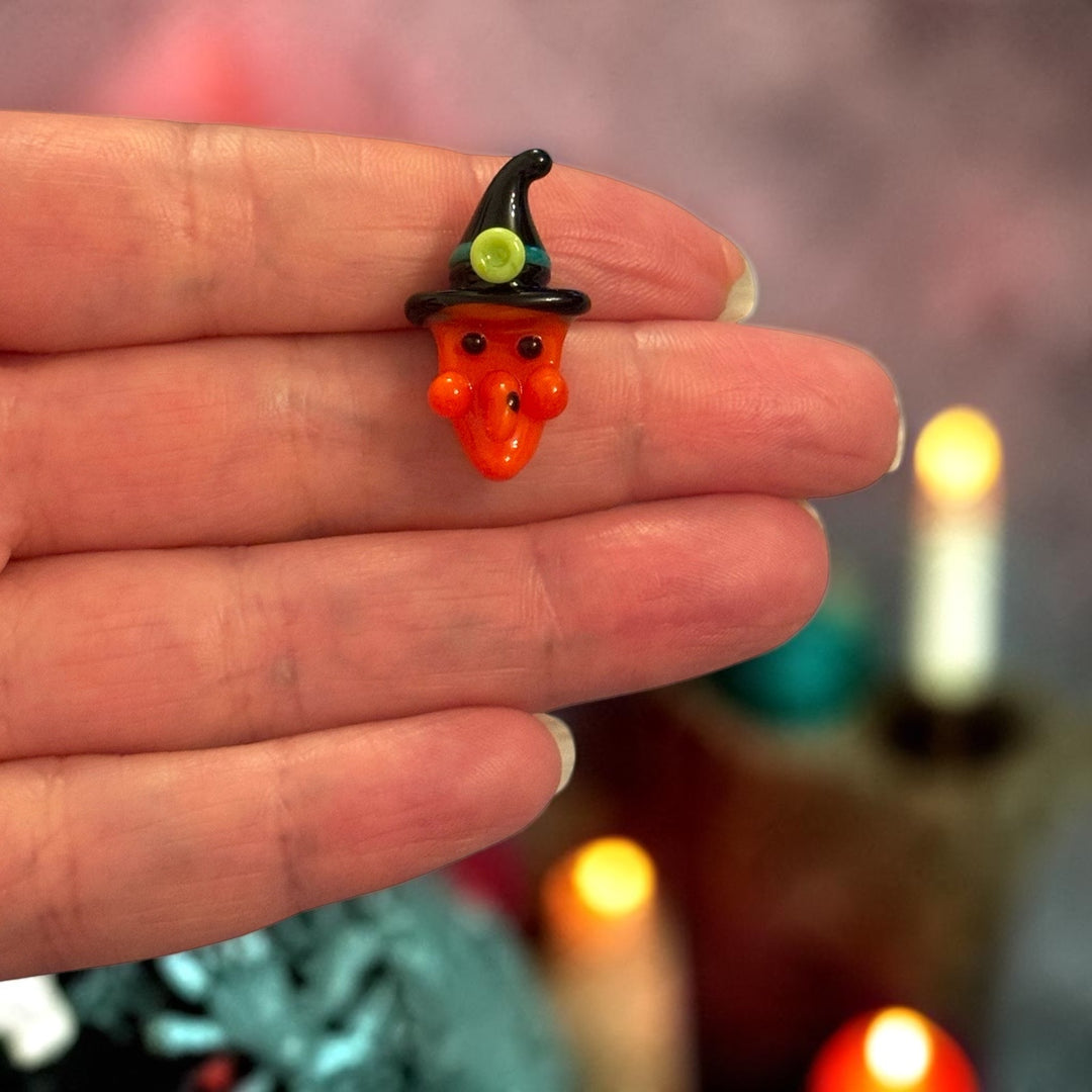 Halloween Orange Witch Handmade Murano Glass Charm