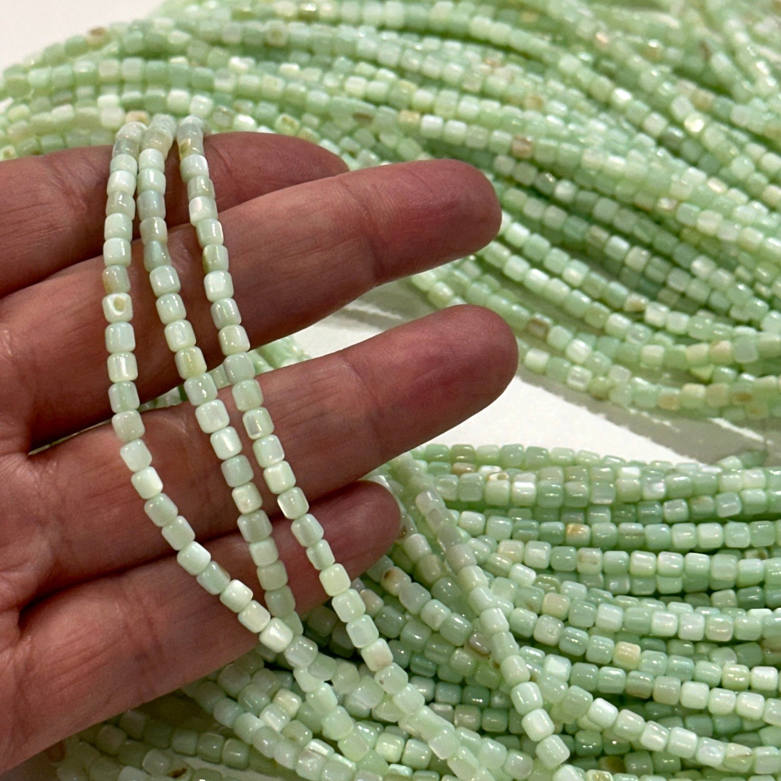 Natural Mother of Pearl Colored Cylinder Beads,15.5 Inches Strand