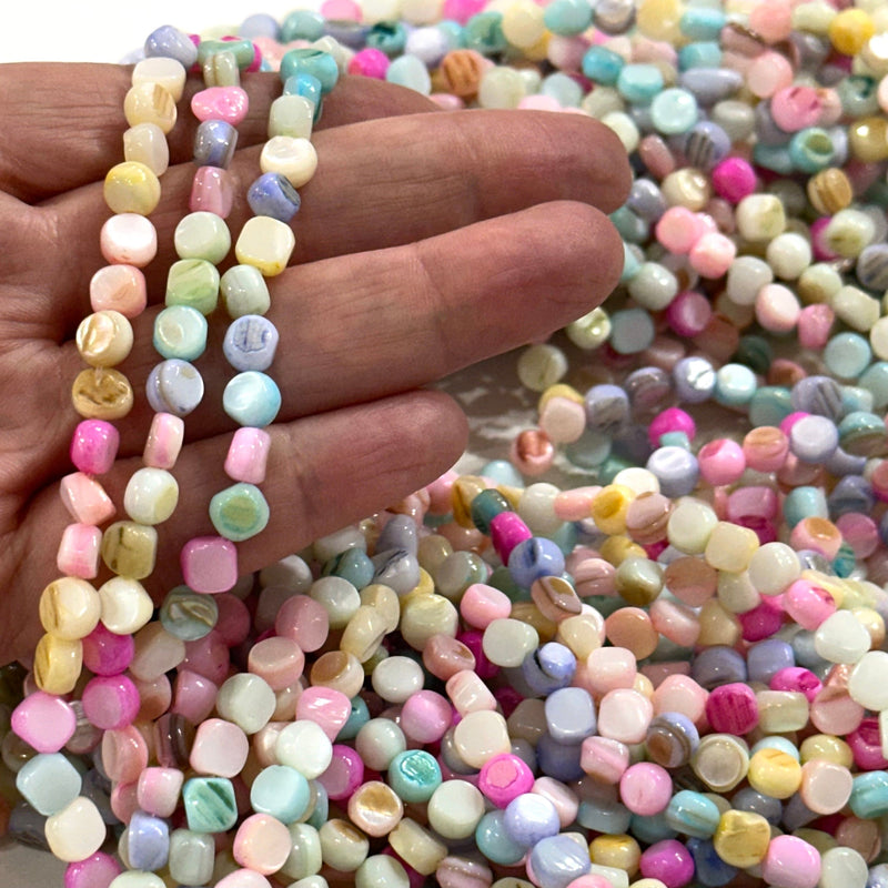 Mother Of Pearl Nugget Beads, Pastel Colored Nugget, 60 Beads Strand