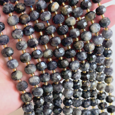 Genuine Iolite Faceted Rondelle Beads – 8x6mm, Sold by Strand