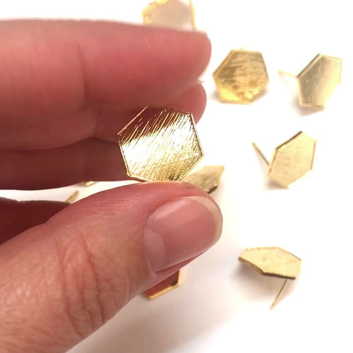 24Kt Gold Plated Brass Stud Earrings, 2 pcs in a pack