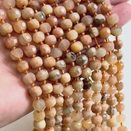Genuine Sunstone Faceted Rondelle Beads – 8x6mm, Sold by Strand