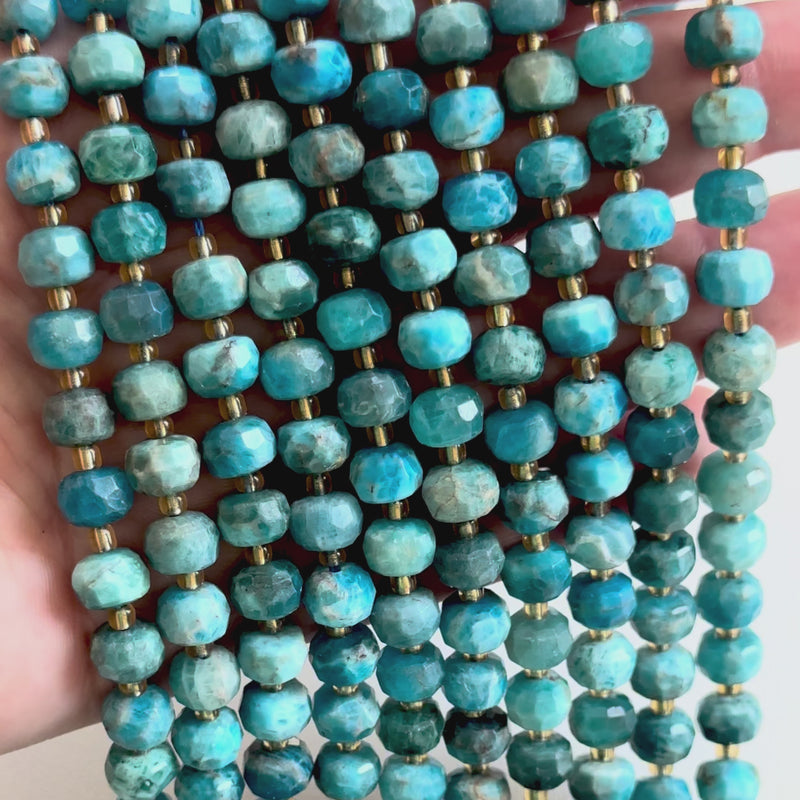Genuine Apatite Faceted Rondelle Beads – 8x6mm, Sold by Strand