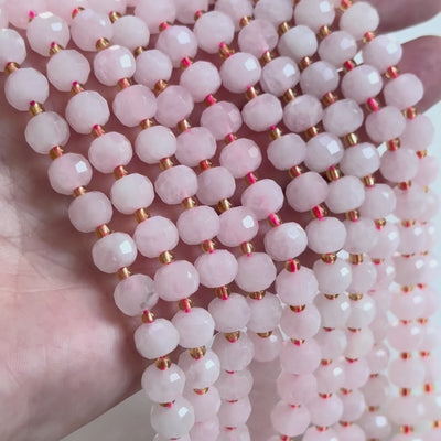 Genuine Rose Quartz Faceted Rondelle Beads – 8x6mm, Sold by Strand