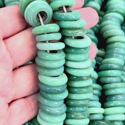 Turkish Artisan Hand Made Glass Large Ring Beads, 50 Beads in a pack