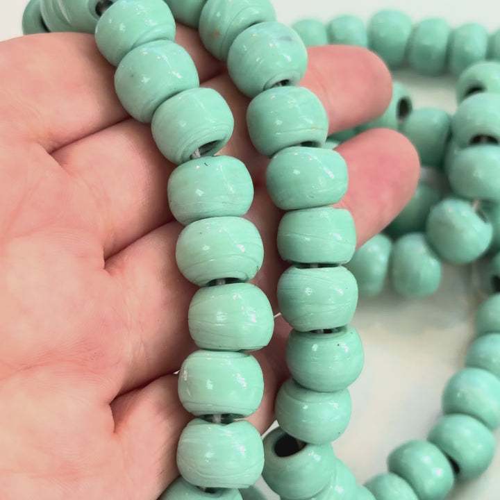 Traditional Turkish Artisan Handmade Round Large Hole Glass Beads, 10 Beads in a pack