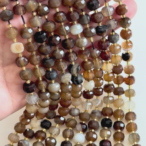 Genuine Smoky Agate Faceted Rondelle Beads – 8x6mm, Sold by Strand