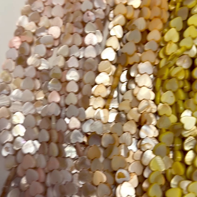 Mother Of Pearl Heart Colored 8mm Beads, Vertical Hole 48 Beads Strand