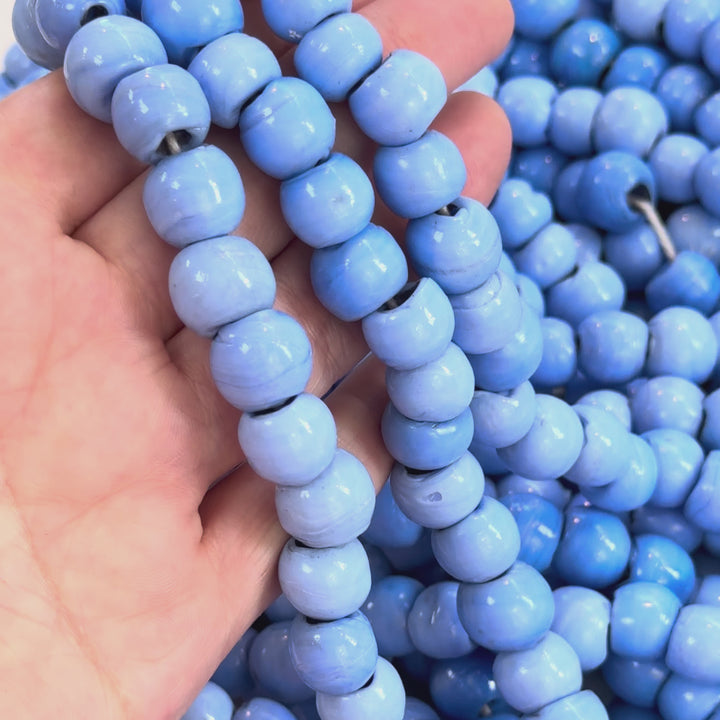 Traditional Turkish Artisan Handmade Round Large Hole Glass Beads, 10 Beads in a pack
