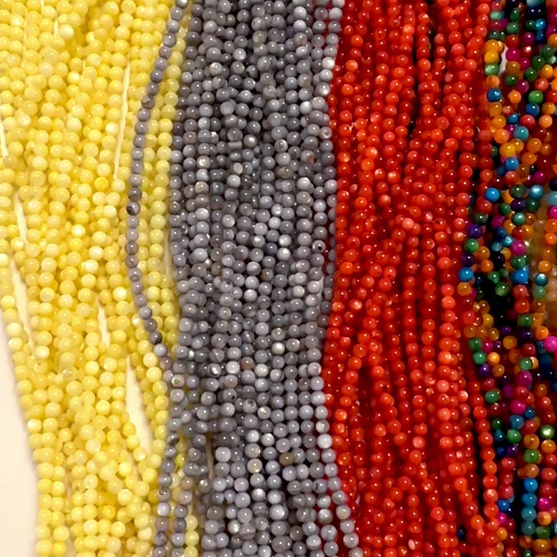 Perles rondes lisses de couleur nacre de 3 mm