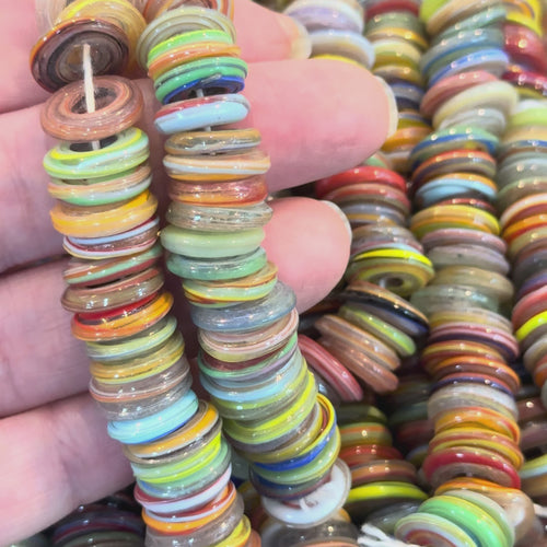 NEW! Turkish Artisan Hand Made Glass Large Ring Beads, 50 Beads in a pack
