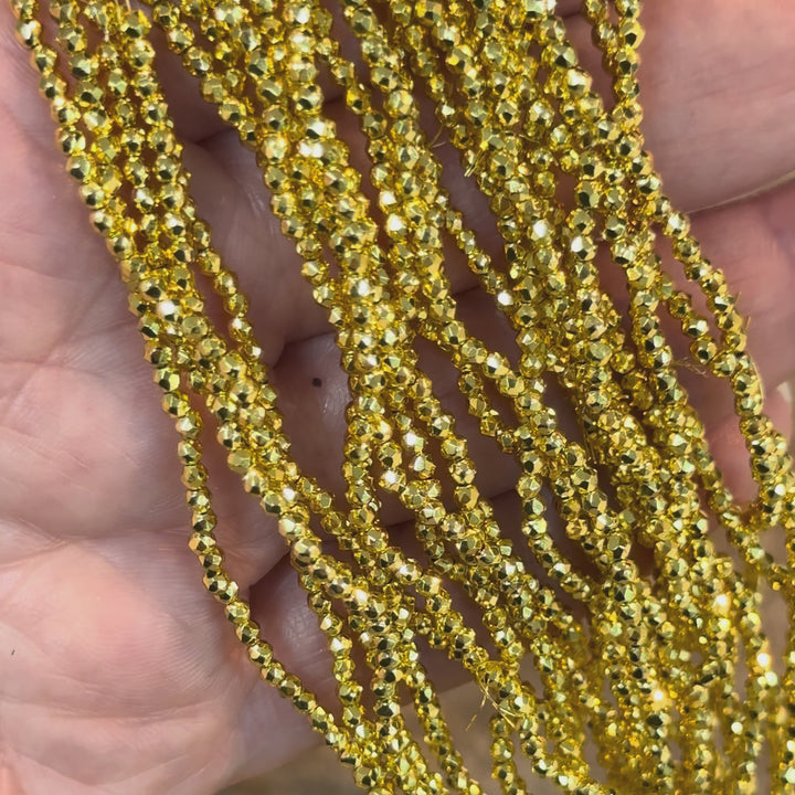 2mm Gold Faceted Round Crystal Beads, PBC2R24
