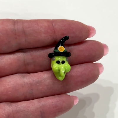 Halloween Green Witch Hand Made Murano Glass Charm
