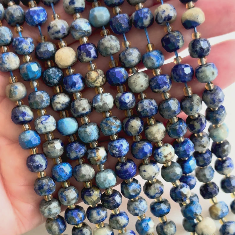 Genuine Lapis Lazuli Faceted Rondelle Beads – 8x6mm, Sold by Strand