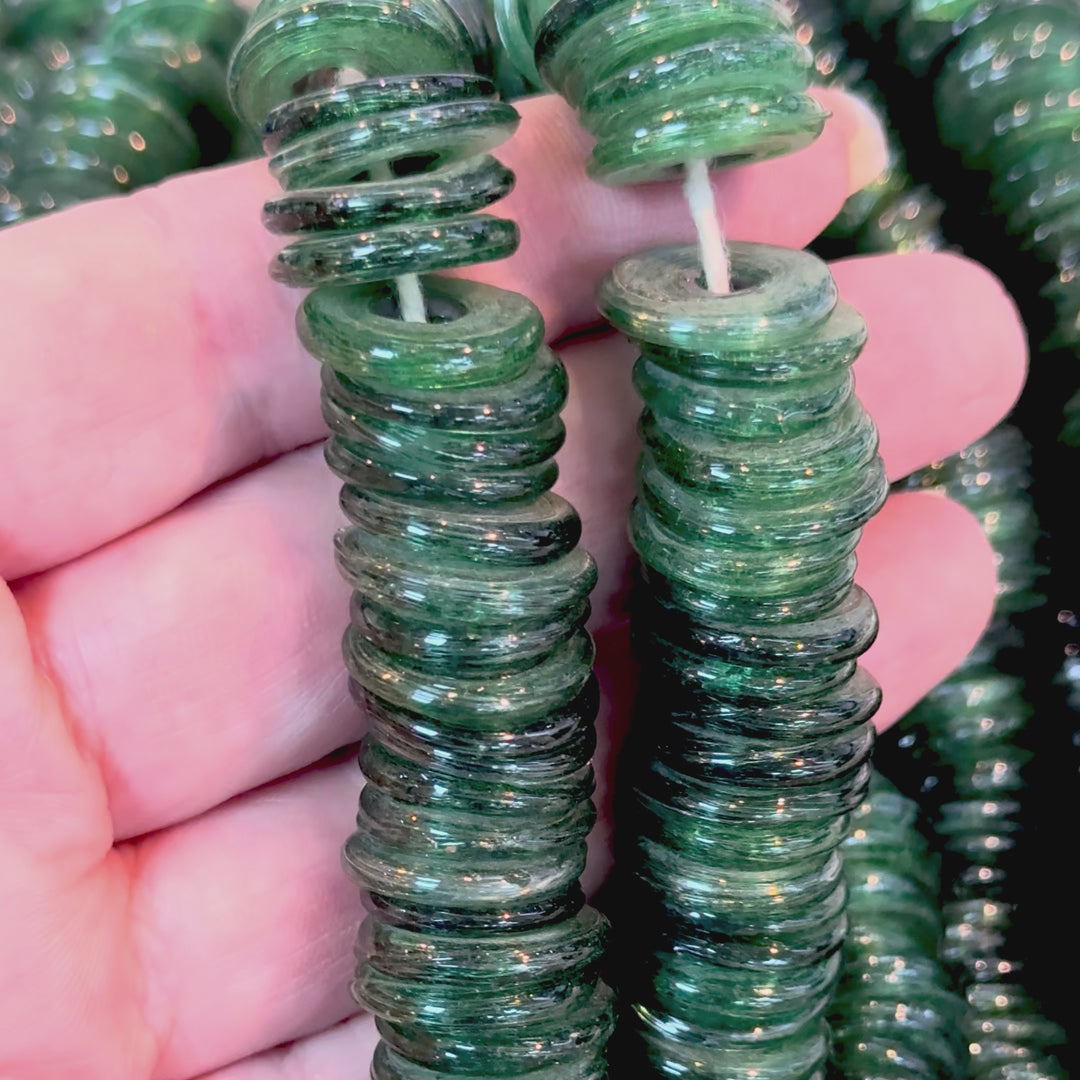 Turkish Artisan Hand Made Glass Large Ring Beads, 50 Beads in a pack