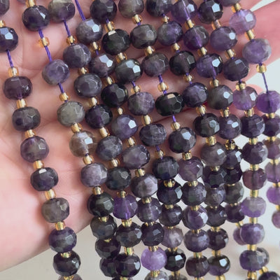 Genuine Amethyst Faceted Rondelle Beads – 8x6mm, Sold by Strand