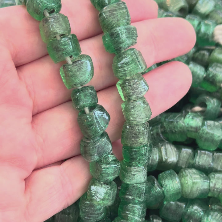 Handmade Turkish Glass Cube Spacer Beads – Artisan Lampwork Glass Beads, 8-10mm, Pack of 25
