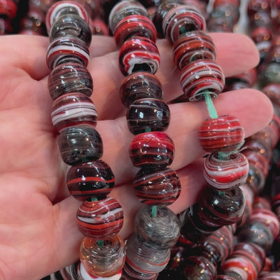 Traditional Turkish Artisan Handmade Round Glass Beads, Large Hole Glass Beads, 10 Beads in a pack