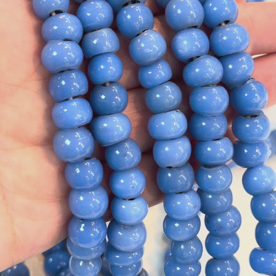 Traditional Turkish Artisan Handmade Round Large Hole Glass Beads, 10 Beads in a pack