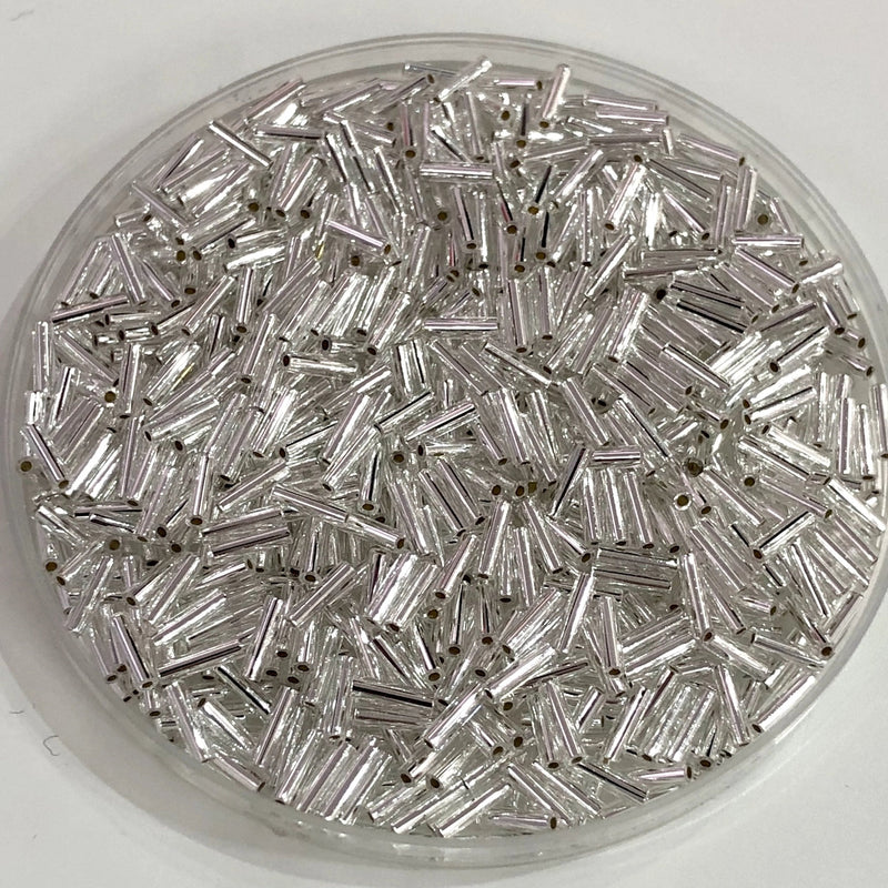 Miyuki Bugles taille 6mm 0001 Crystal Silver Lined, clairons argentés 6mm,