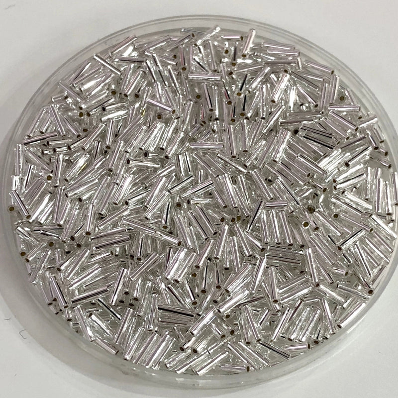 Miyuki Bugles size 6mm 0001 Crystal Silver Lined, Silver bugles 6mm,