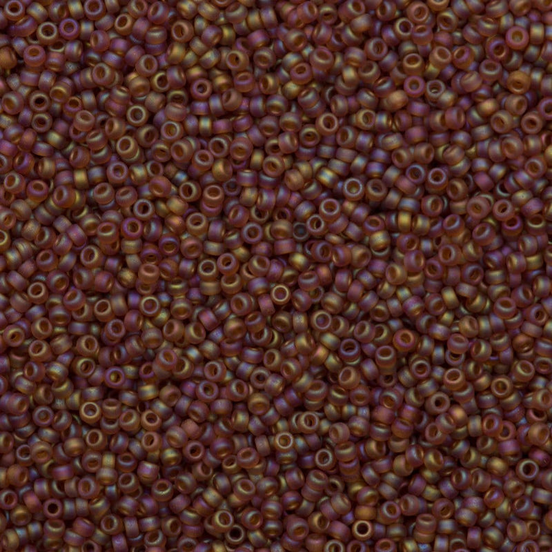 Miyuki Seed Beads 15/0, 0134FR - Dark Topaz AB Matted, 10 Gr Pack £2.5