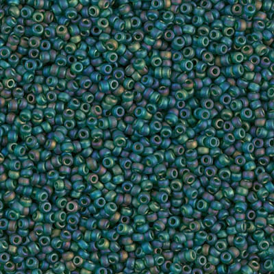 Miyuki Seed Beads 11/0 Matted Transparent Dark Emerald AB ,0156FR-NEW!!!£1.75