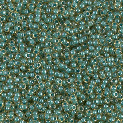Miyuki Seed Beads 11/0 Turquoise Lined Lt. Topaz Luster ,0374-NEW!!!£1.75