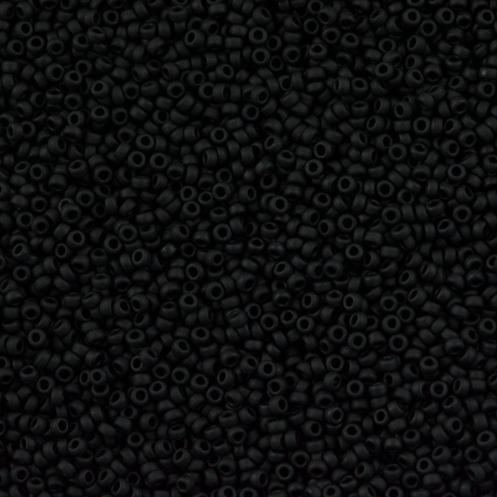Miyuki Seed Beads 15/0, 0401F - Black Matted