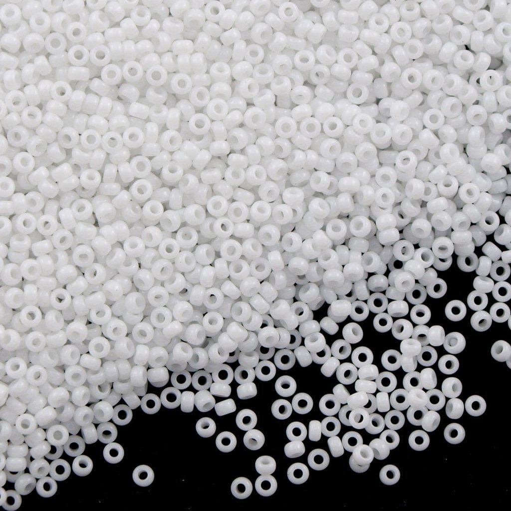 Miyuki Seed Beads 15/0, 0402 -Opaque White, beads, 10 Gr