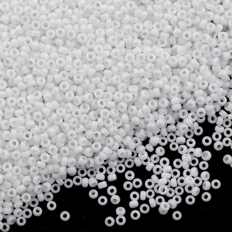 Miyuki Seed Beads 15/0, 0402 -Opaque White, beads, 10 Gr £2.25