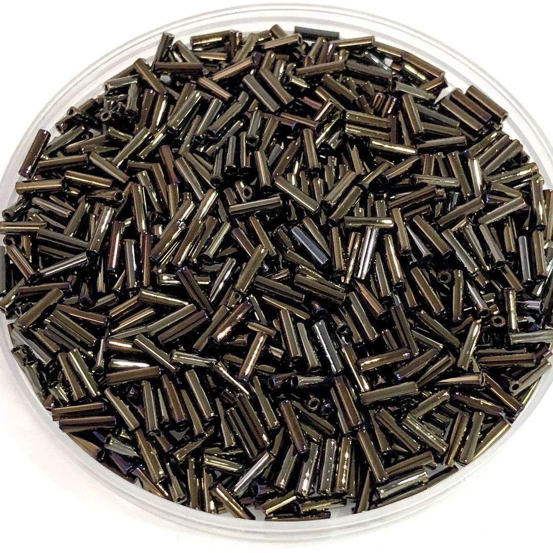 Miyuki Bugles size 6mm 0458 Metallic Brown Iris 10 grams.