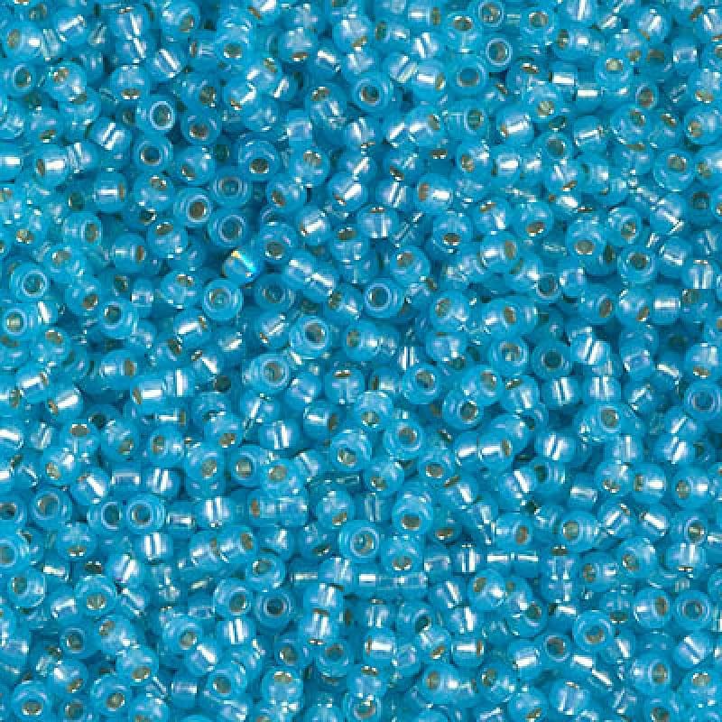 Miyuki Seed Beads 11/0 Dyed Aqua Silver Lined Alabaster,0647