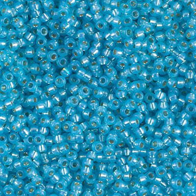 Miyuki Seed Beads 11/0  Dyed Aqua Silver Lined Alabaster,0647£2.25