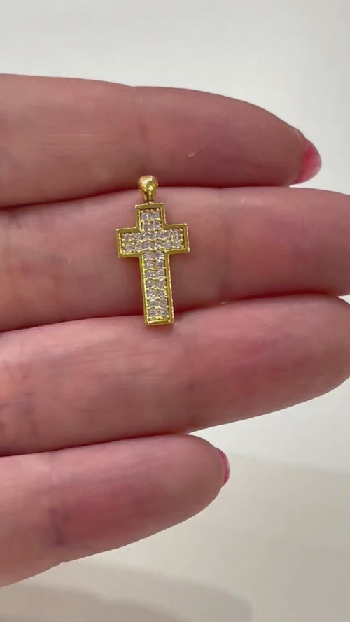 24Kt Gold Plated Stunning Cubic Zirconia Cross Pendant