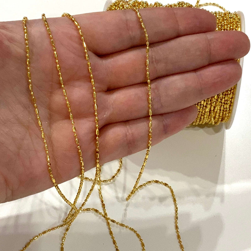 24Kt Shiny Gold Plated 1.5mm Soldered Chain, 3.3 Feet, 1 Meter