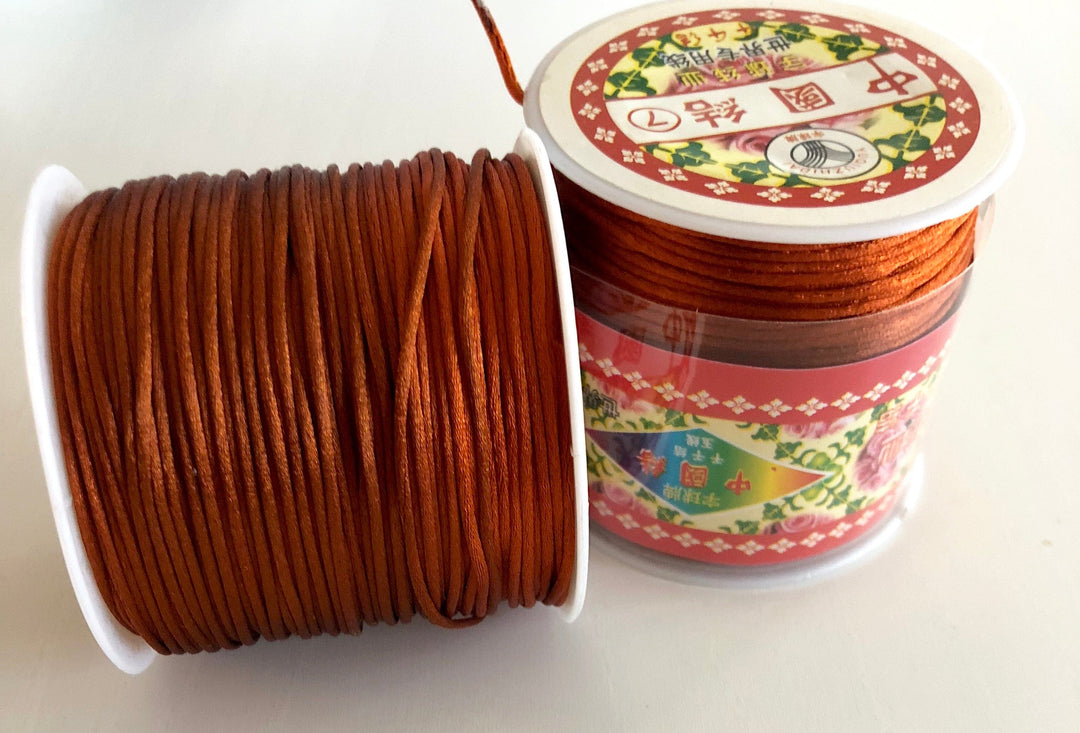 Cinnamon Rattail Cord, Kumihimo Cord, Satin Silk Cord, Satin Nylon Cord, Macrame Knotting DIY, Beading String, Thread Cording, 1.5mm