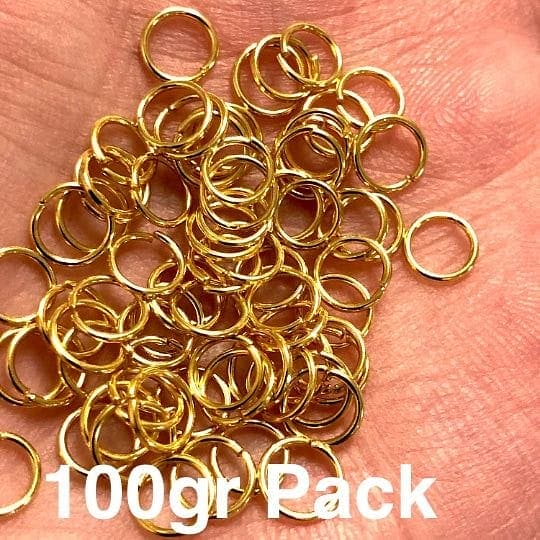 24Kt Gold Plated Jump Rings, 6mmX0.8mm, 24 Kt Gold Plated Open Jump Rings