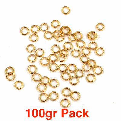 24Kt Gold Plated Jump Rings, 4mm, 24 Kt Gold Plated Open Jump Rings