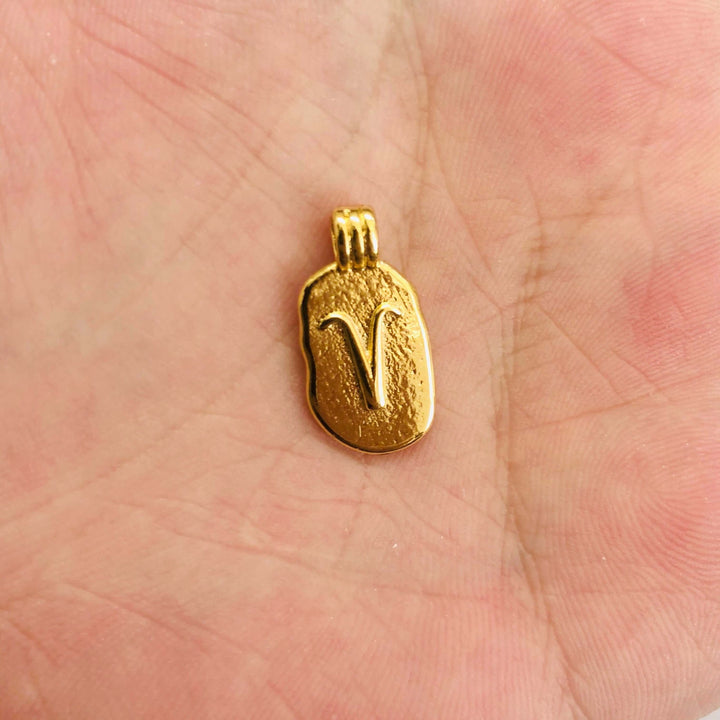 24Kt Gold Plated Brass Zodiac Horoscope Sign, Constellation Medallion Pendant, Celestial Astrology Charm for Necklace Jewelry Making