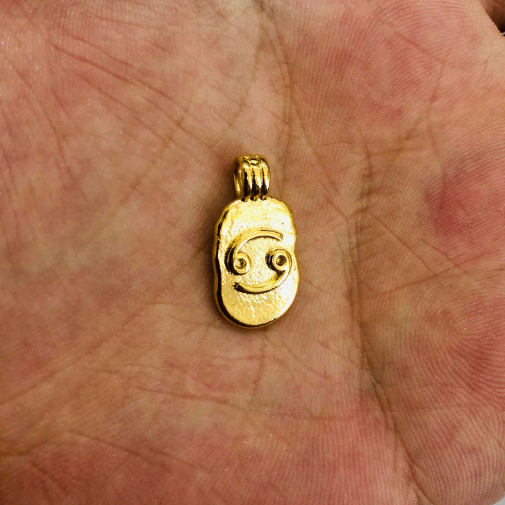 24Kt Gold Plated Brass Zodiac Horoscope Sign, Constellation Medallion Pendant, Celestial Astrology Charm for Necklace Jewelry Making