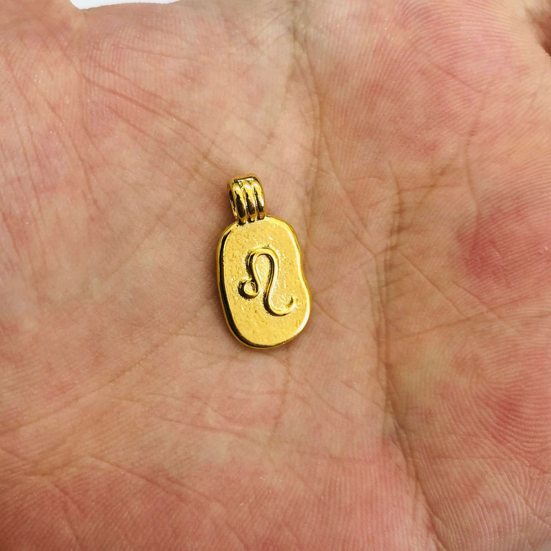 24Kt Gold Plated Brass Zodiac Horoscope Sign, Constellation Medallion Pendant, Celestial Astrology Charm for Necklace Jewelry Making