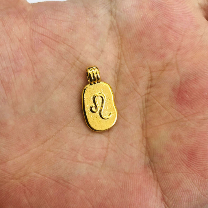 24Kt Gold Plated Brass Zodiac Horoscope Sign, Constellation Medallion Pendant, Celestial Astrology Charm for Necklace Jewelry Making