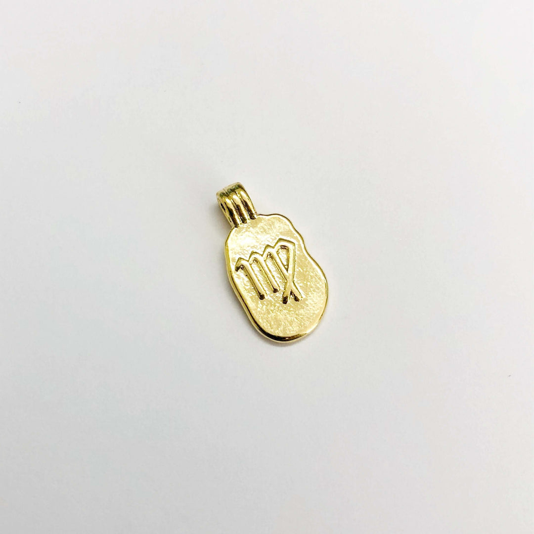24Kt Gold Plated Brass Zodiac Horoscope Sign, Constellation Medallion Pendant, Celestial Astrology Charm for Necklace Jewelry Making
