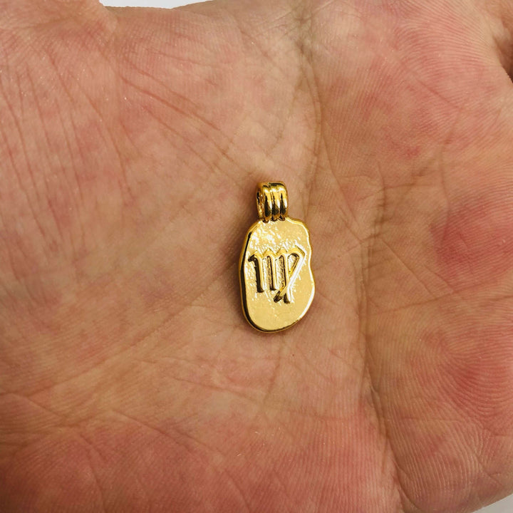 24Kt Gold Plated Brass Zodiac Horoscope Sign, Constellation Medallion Pendant, Celestial Astrology Charm for Necklace Jewelry Making