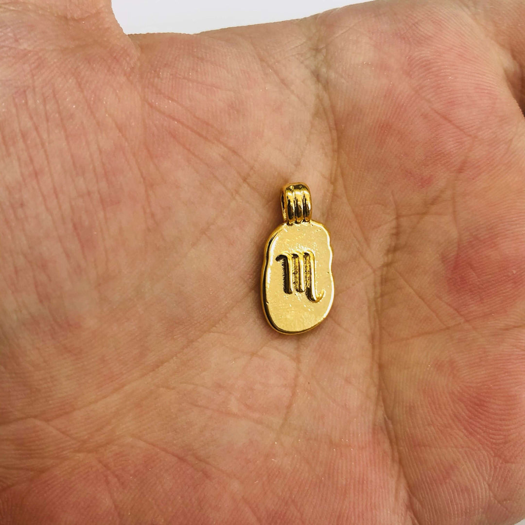 24Kt Gold Plated Brass Zodiac Horoscope Sign, Constellation Medallion Pendant, Celestial Astrology Charm for Necklace Jewelry Making