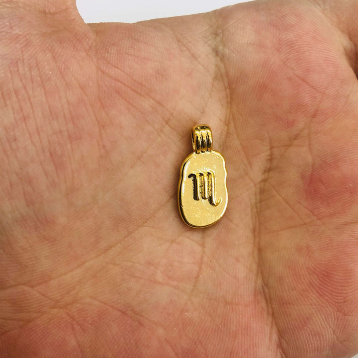 24Kt Gold Plated Brass Zodiac Horoscope Sign, Constellation Medallion Pendant, Celestial Astrology Charm for Necklace Jewelry Making