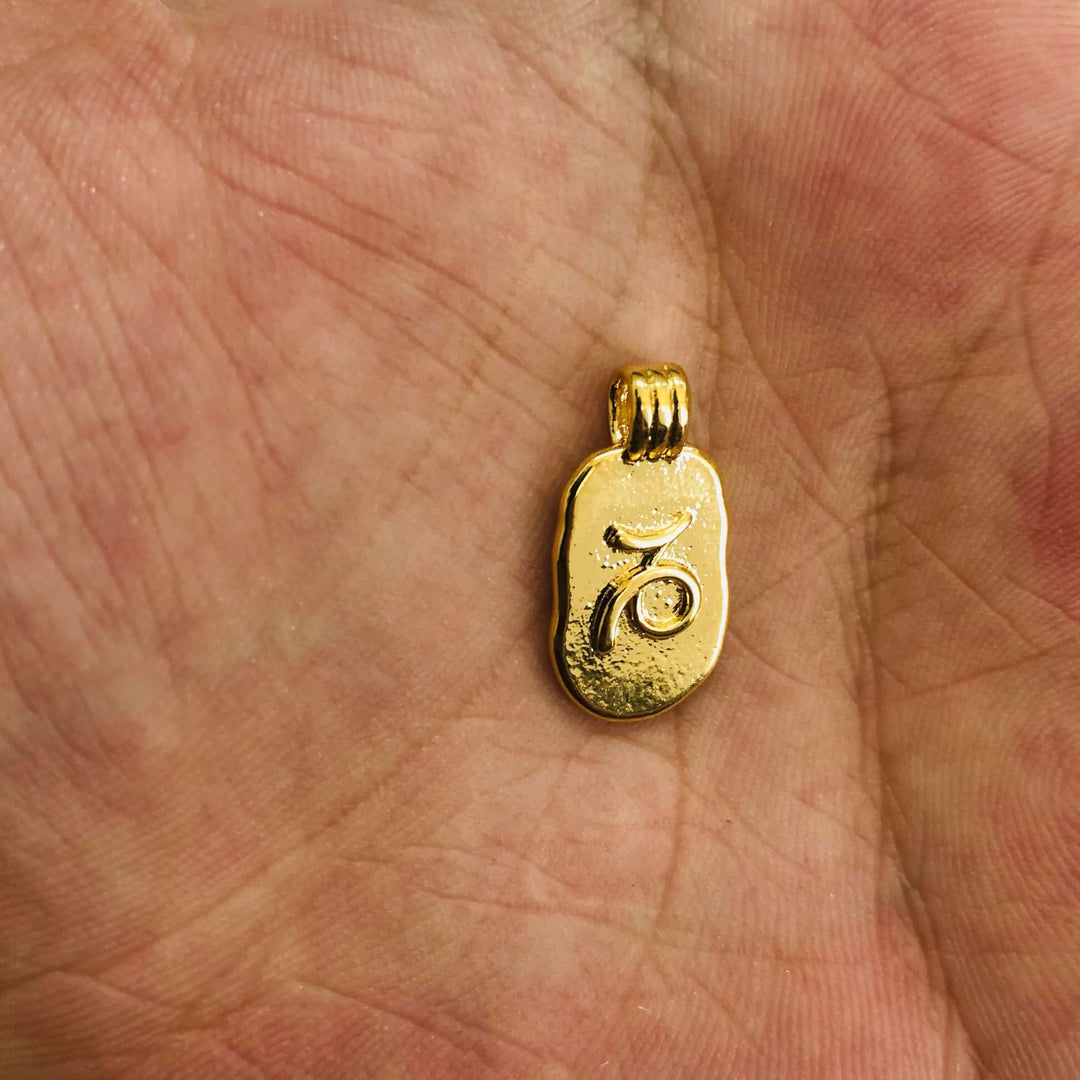 24Kt Gold Plated Brass Zodiac Horoscope Sign, Constellation Medallion Pendant, Celestial Astrology Charm for Necklace Jewelry Making
