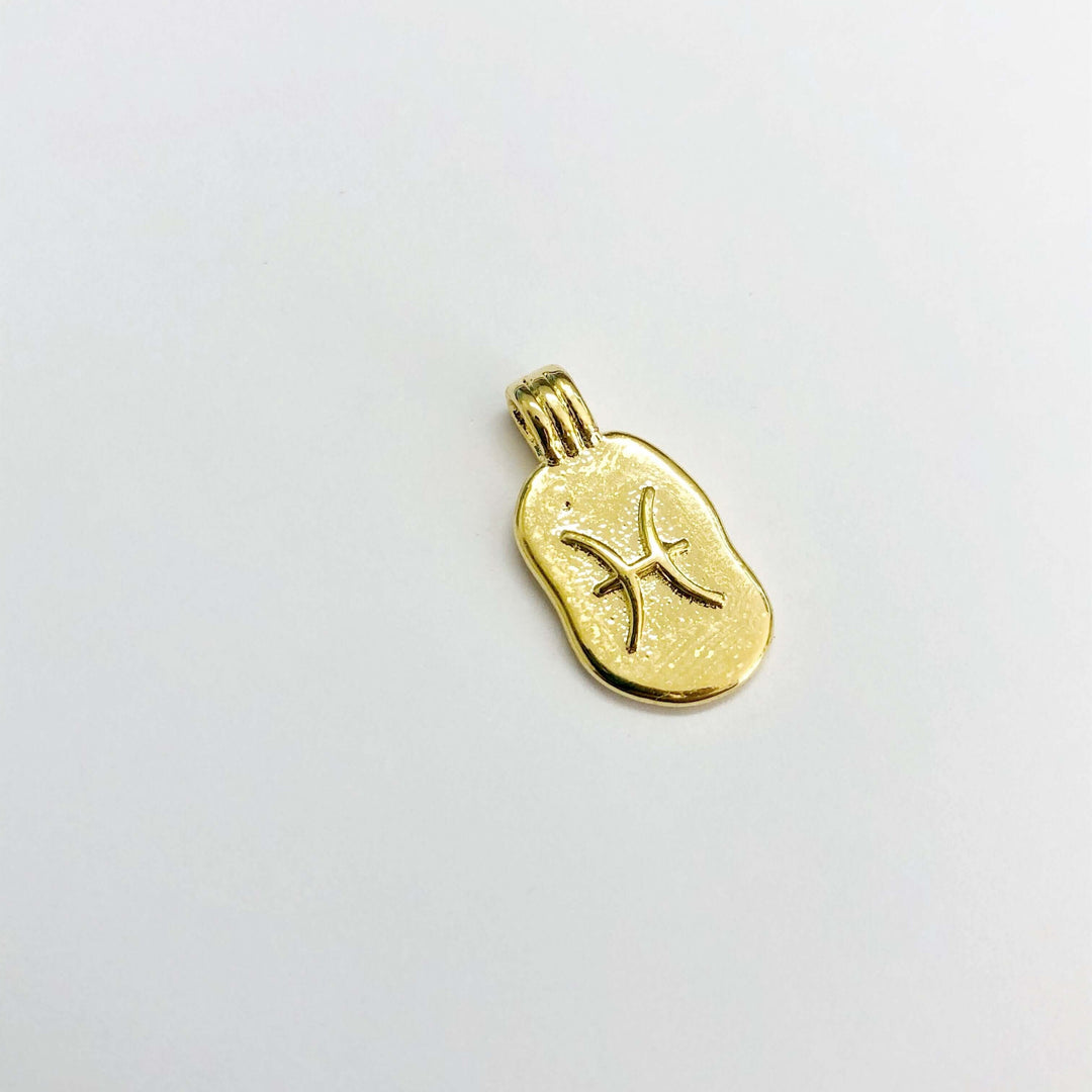 24Kt Gold Plated Brass Zodiac Horoscope Sign, Constellation Medallion Pendant, Celestial Astrology Charm for Necklace Jewelry Making