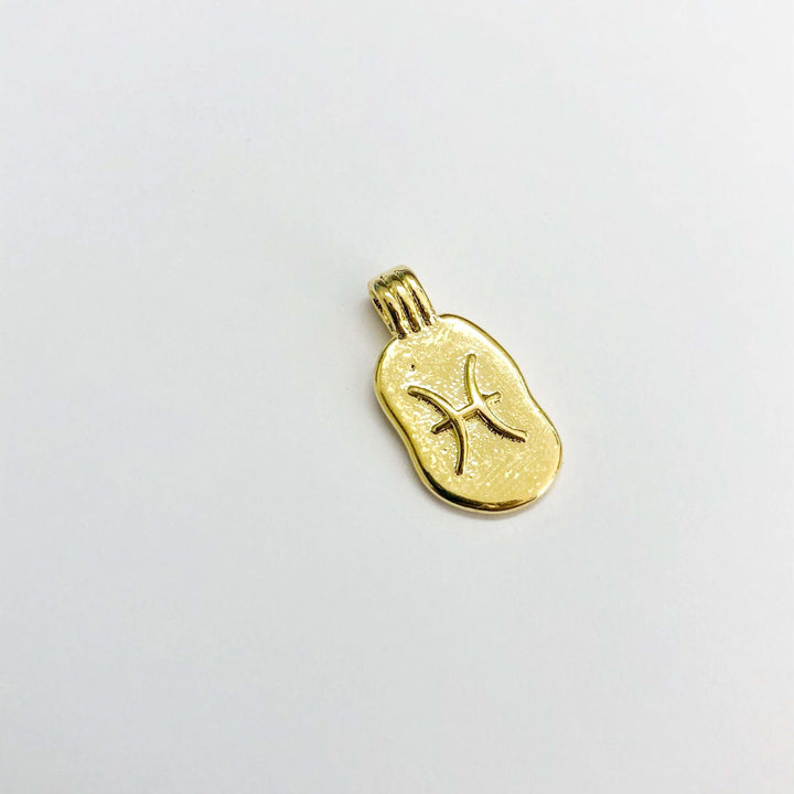 24Kt Gold Plated Brass Zodiac Horoscope Sign, Constellation Medallion Pendant, Celestial Astrology Charm for Necklace Jewelry Making